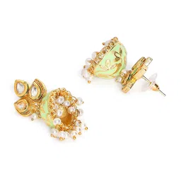 OOMPH Green Gold-Plated Dome Shaped Jhumkas image 4
