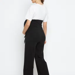 Hypernation Women Black Solid Maternity Lounge Pants image 5