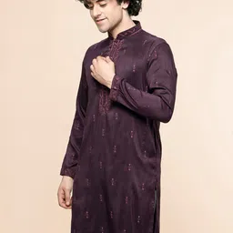 MAAHI FABS Men Ethnic Motifs Embroidered Mandarin Collar Straight Kurta image 5