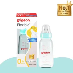 pigeon GLASS FEEDING BOTTLE PALEWITH ADD NIPPLE S - 120 ml-picture-22