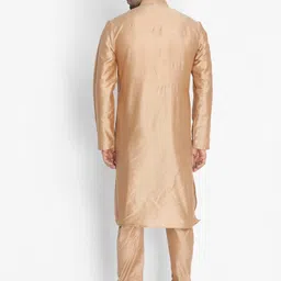 VASTRAMAY Men Gold-Toned Yoke Design Kurta with Churidar image 3