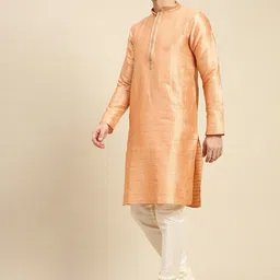 here&now x sanwara Sanwara Men Pink Kurta with Pyjamas image 5