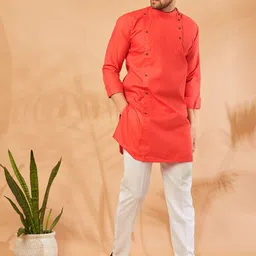 Armaan Ethnic Mandarin Collar Pure Cotton Kurta with Pyjamas image 4