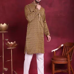 Anouk Brown Ethnic Motifs Jacquard Woven Design Thread Work Straight Kurta With Trouser image 5
