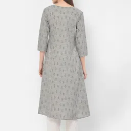 Span Ethnic Motifs Embroidered Thread Work Pure Cotton A-Line Kurta image 5