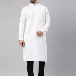 WHITE HEART Men White Kurta image 4