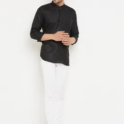 Armaan Ethnic Men Black & tap shoe Thread Work Indigo Kurta image 5