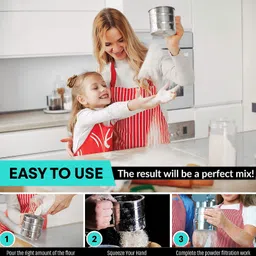 syga Sieve Cup Manual Sifter Powder Sieve Flour Sifter Sieve Tool Made of Stainless Steel for Powder Screening Sieve image 2