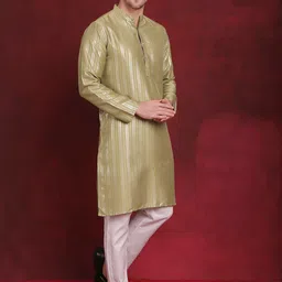 Anouk Striped Regular Cotton Kurta With Pyjamas image 5