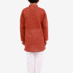 Superminis Boys Brown & White Striped Kurta with Pyjamas image 2