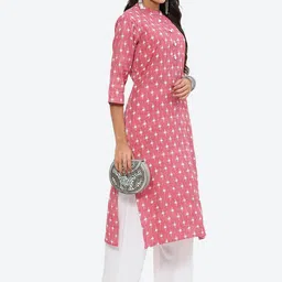 Kurti's by Menka Ethnic Motifs Printed Mandarin Collar Cotton Kurta image 5