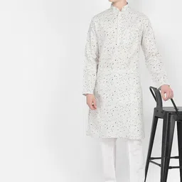 SG LEMAN Geometric Printed Mandarin Collar Cotton Kurta image 4