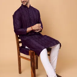 House of Pataudi Ethnic Motifs Embroidered Sequins Straight Kurta image 5
