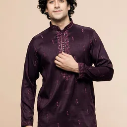 MAAHI FABS Men Ethnic Motifs Embroidered Mandarin Collar Straight Kurta image 3