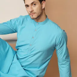 TAHVO Mandarin Collar Straight Kurta With Trousers image 5