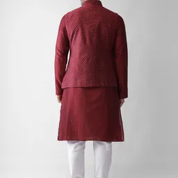 KISAH Men Maroon Kurta & Churidar With Jacket image 5