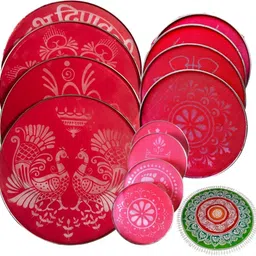 artonezt Kolam Rangoli Stencils for Door Entrance Plastic Rangoli Mats 12", 8”, 4” Rangoli Stencil-picture-22