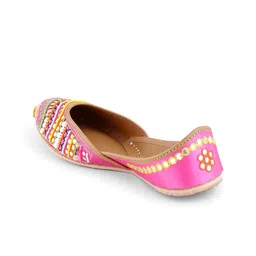 GLAM STORY Embellished Round Toe Leather Mojaris image 2