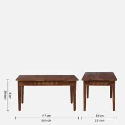 woodsworth from pepperfry Avilys Sheesham Wood 6 Seater Dining Set In Provincial Teak Finish With Bench image 2