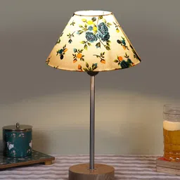 Devansh White & Blue Frustum Wooden Base Table Lamp image 4