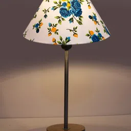 Devansh White & Blue Frustum Wooden Base Table Lamp image 5