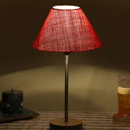 Devansh Pink Textured Frustum Wooden Contemporary Table Lamp image 2