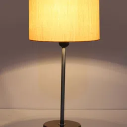 Devansh Unisex White Textured Cylinder Wooden Contemporary Table Lamp image 3