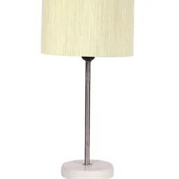 Devansh White Wooden & Cotton Cylinder Contemporary Table Lamp image 2