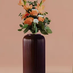 LASAKI Evelyn Brown Textured Cylinder Shape Ceramic Flower Vase image 1