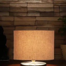 Devansh Grey Steel Table Lamp With Cotton Shade image 3