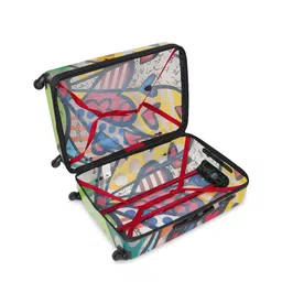 Heys Transparent & Red Printed Hard-Sided Large Trolley Suitcase image 4