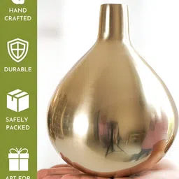 BEHOMA Gold Toned Cylindrical Metal Flower Vase image 3