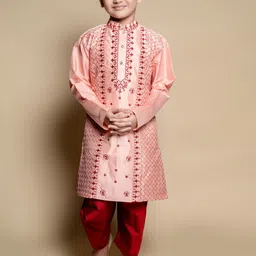 BAESD Boys Embroidered Regular Dupion Silk Kurta with Patiala Set-picture-19