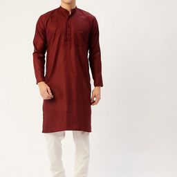 Pro-Ethic STYLE DEVELOPER Mandarin Collar Regular Pure Cotton Straight Kurta with Pyjamas-picture-11