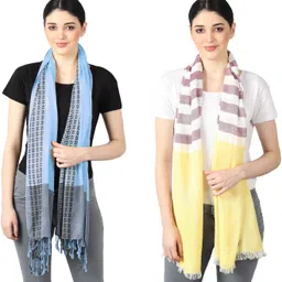 flyer Woven, Striped, Self Design, Solid Viscose, Cotton Viscose Blend Women Multicolor Stole, Scarf, Fancy Scarf-picture-25