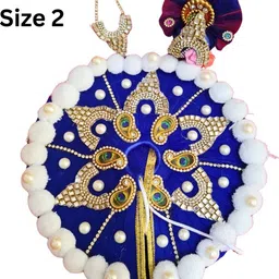 laddu gopal janmashtami heavy dress blue zarkan patch free pagdi mala size 2 Dress-image-39