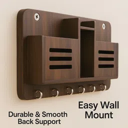 divinecrafted Wall Mounted Multipurpose Organizer | Key & Mobile Holder for Home Wood Key Holder image 4