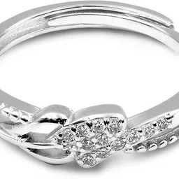 zarkan Leaf Heart Cute Silver Ring for woman Sterling Silver Rhodium Plated Ring-picture-13