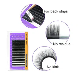 NAGARAKU Premium Classic Matte Black 16 Rows Synthetic Eyelash Extensions - Curl DD image 2