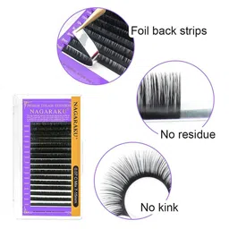 NAGARAKU Premium Classic Matte Black 16 Rows Synthetic Eyelash Extensions - Curl D image 4