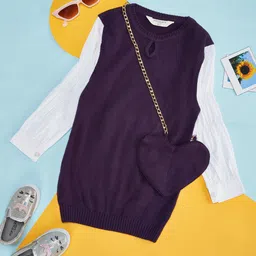 Pantaloons Junior Girls Round Neck Pullover Comes With A Bag-image-72