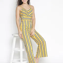 DRAAX Fashions Striped Shoulder Straps Basic Jumpsuit image 2
