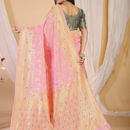 SARIYA Floral Woven Design Zari Banarasi Saree image 4