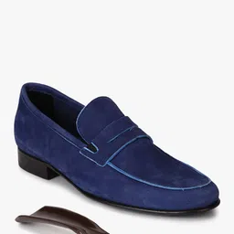 Language Men Navy Blue Loafers With Shoe Horn-image-13