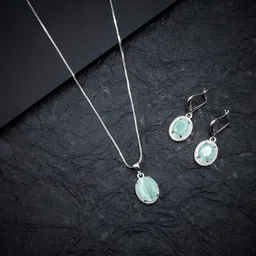 StileAdda Rhodium Plated AD Studded Pendant Set-picture-32