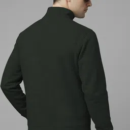 tripr Men Solid High Neck Dark Green Sweater image 2