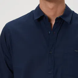 mufti Men Slim Fit Solid Spread Collar Casual Shirt image 3