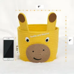 Textile and Beyond Yellow & Brown  Jute Tote Basket image 3