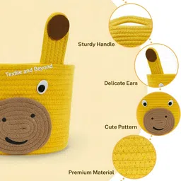 Textile and Beyond Yellow & Brown  Jute Tote Basket image 5