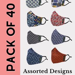 Calvadoss Men Pack Of 40 Assorted 3-Ply Reusable Cotton Cloth Masks-picture-49